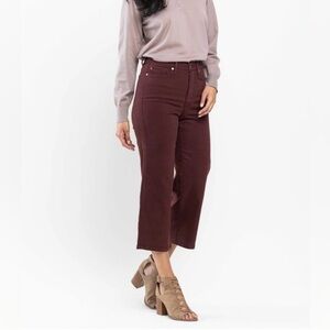 NEW Judy Blue Oxblood Wide Leg Cropped Tummy Control Jeans